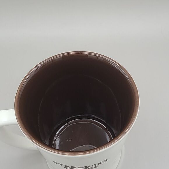 Starbucks Coffee Mug, White with Brown on the Inside, 2009 - Picture 3 of 4